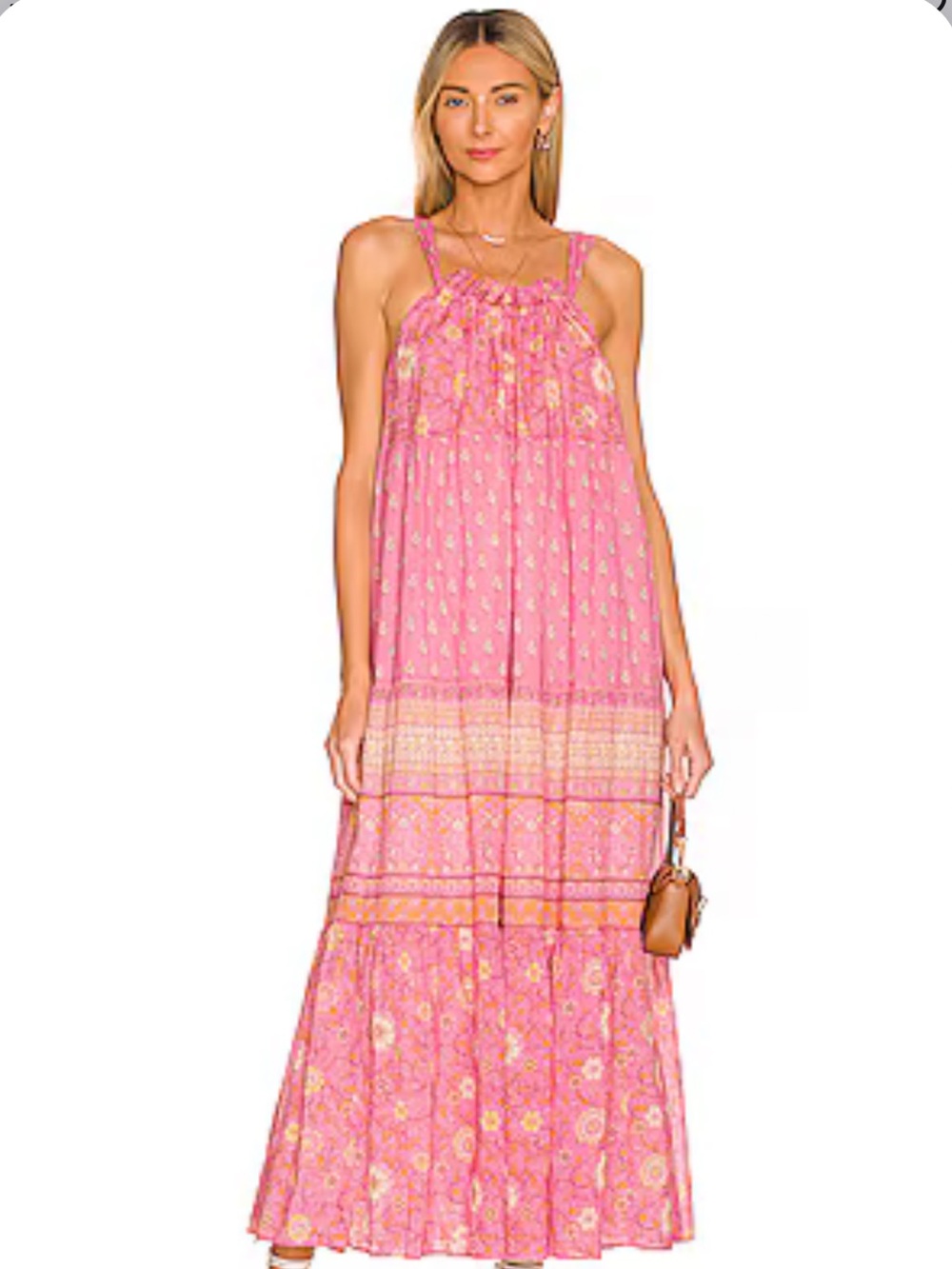 NEW! Spell & The Gypsy Boho Pink Floral Tiered Maxi Dress XS